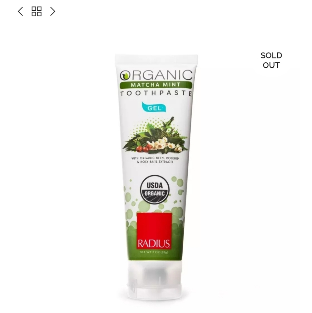Radius USDA Organic Toothpaste, Matcha Mint NEW